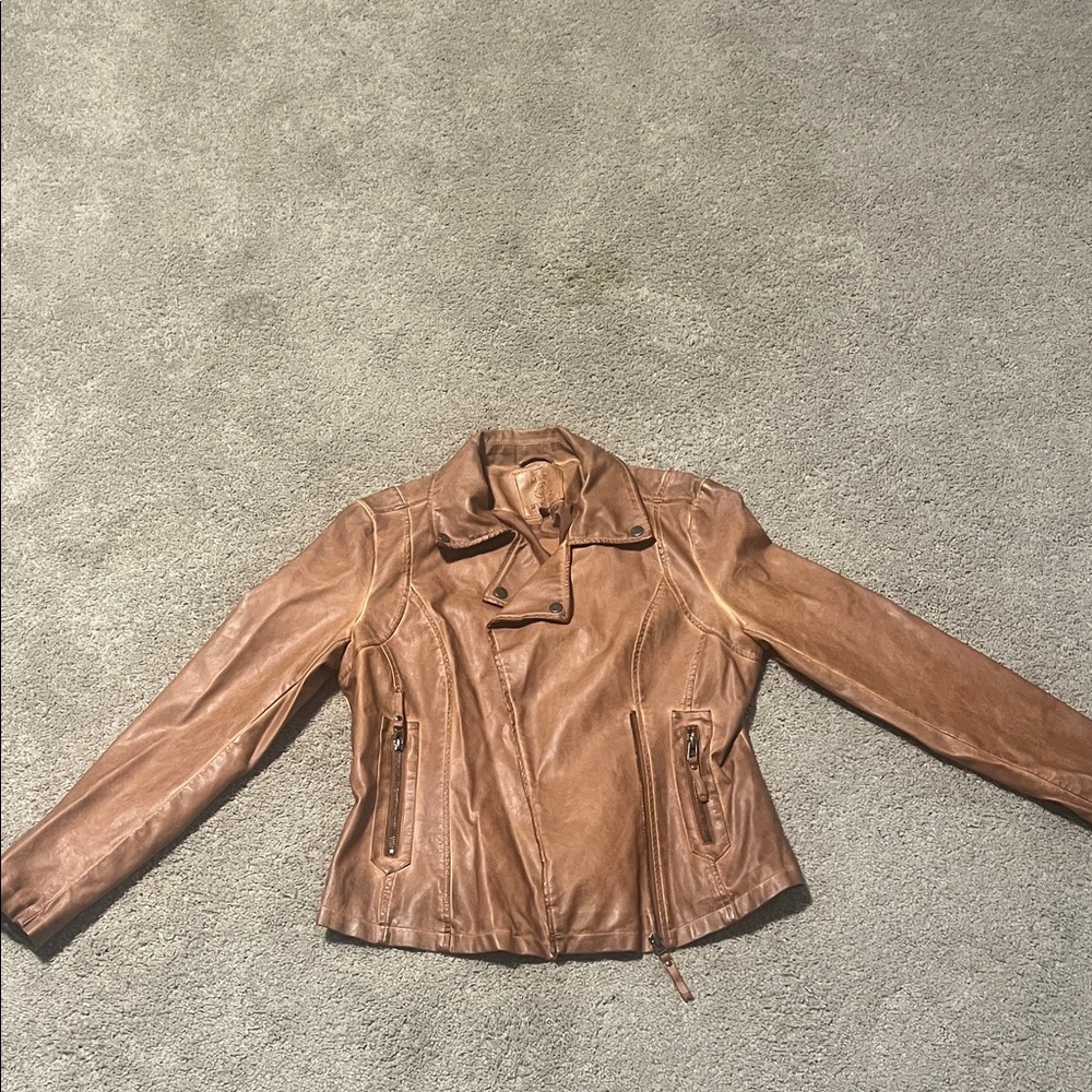 Max Studio Tan Faux Leather Jacket